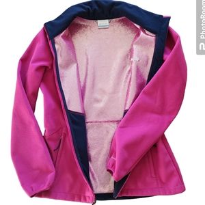 COLUMBIA OMNI-WIND FLEECE FULL ZIP JACKET. PINK/NAVY. MEDIUM